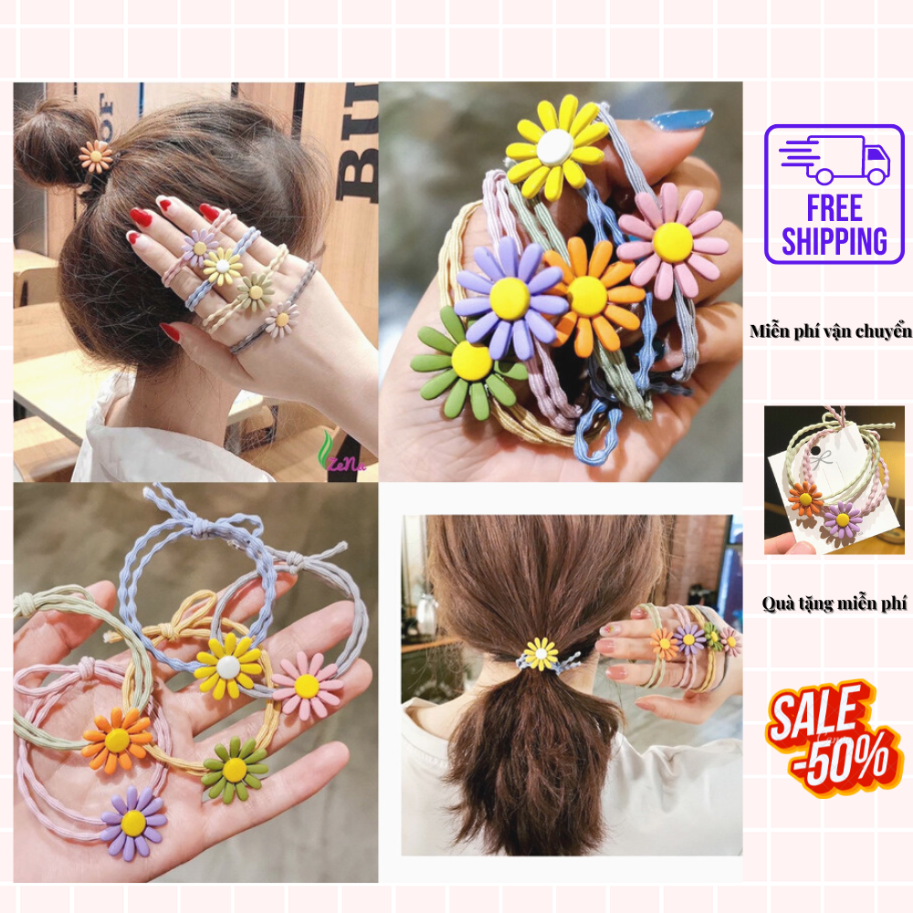 Dây Thun Cột Tóc Hoa Cúc Handmade dễ thương đáng yêu - 1 cái màu ngẫu nhiên -