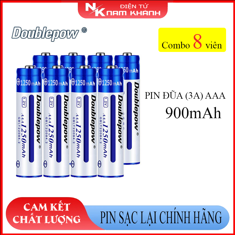 Combo 8 viên Pin đũa sạc AAA 900mAh Doublepow cao cấp
