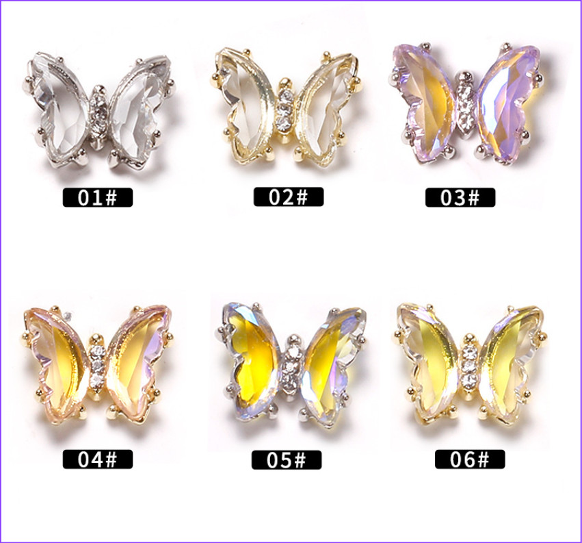 Mẫu charm nail con bướm chất lượng, giá tốt - set charm bướm kim cương 3d 1 con cực đẹp