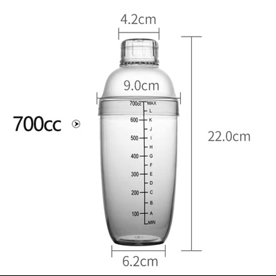 Bình lắc Shaker pha chế nhựa chia vạch và inox (350ml 500ml 700ml 1000ml)