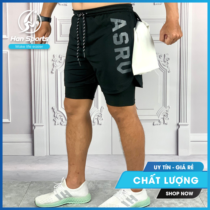 [HCM]Quần gym nam 2 lớp cao cấp ASRU ngắn