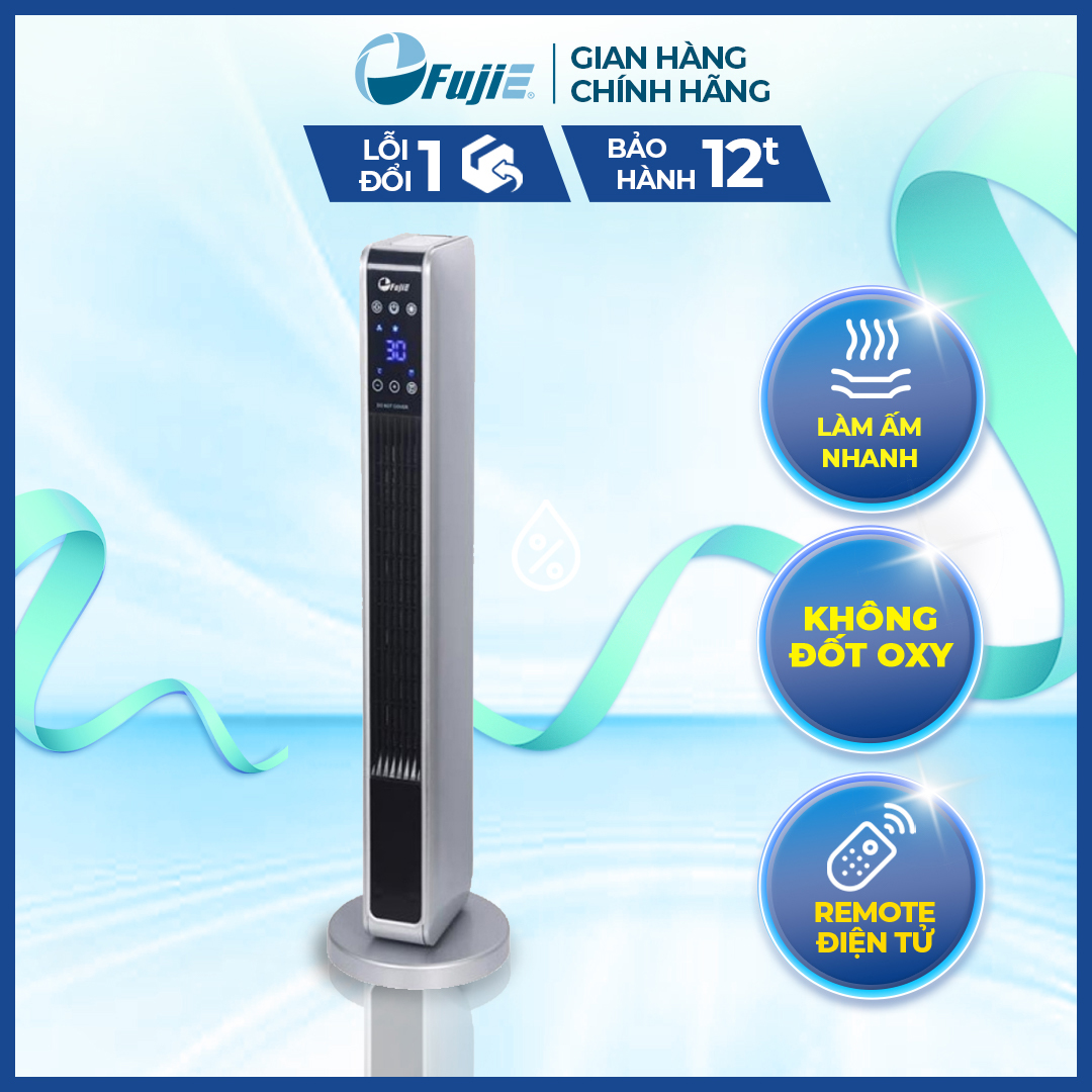 Quạt sưởi gốm Ceramic để sàn FujiE CH-2200 Máy sưởi ấm đứng không khô da - Không đốt oxy - Bảo hành điện tử toàn quốc 12 tháng