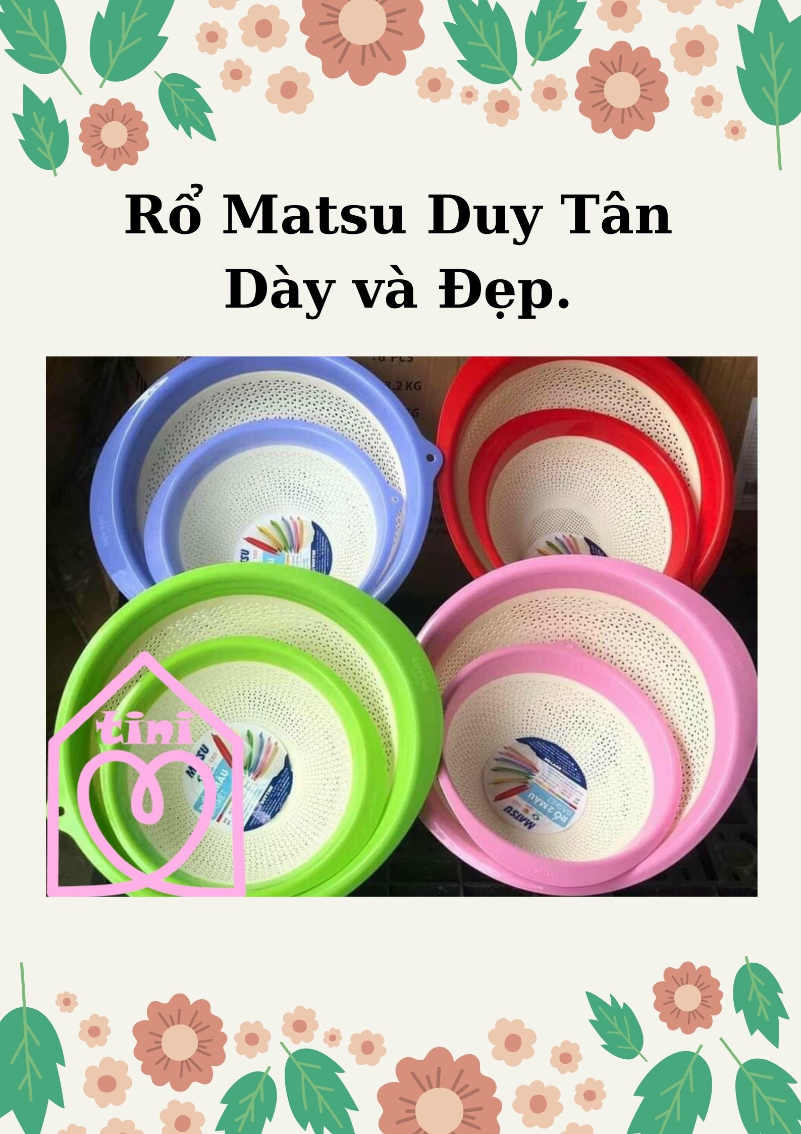 [HCM]Combo 2 Rổ nhựa Matsu Duy Tân chất lượng dày đẹp độ bền cao, Sét 2 Rổ Matsu Duy Tân nhiều màu dày và đẹp, tròn size 10cm x25cm - 14cm x 34cm, nhựa PP an toàn cho người dùng TINI SHOP HCM