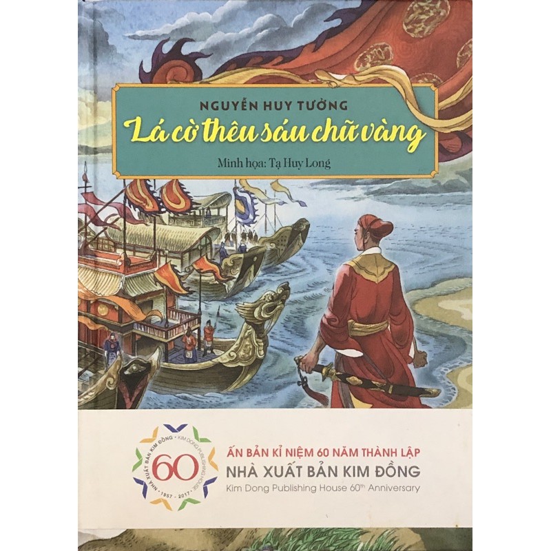 Sách - lá cờ thêu sáu chữ vàng