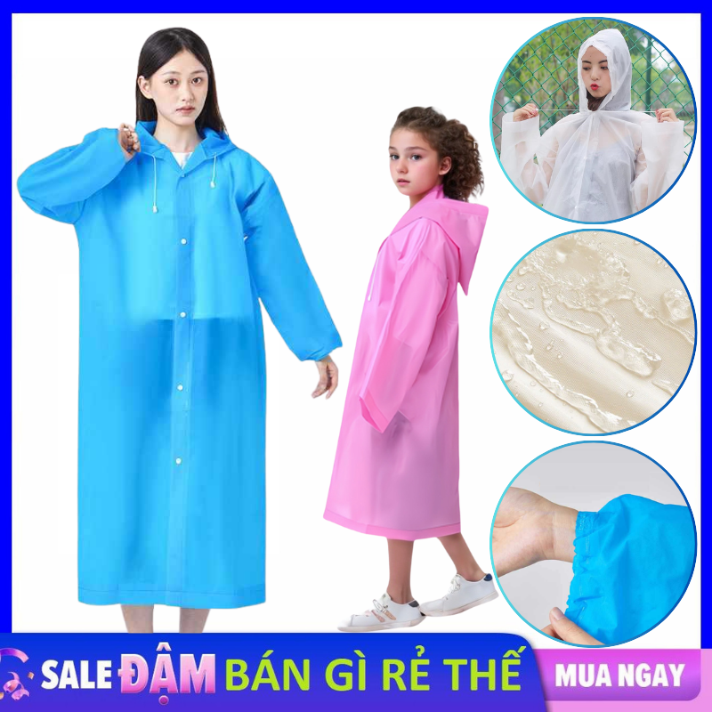 Áo Đi Mưa Kín Người Trong Suốt Chống Thấm Chất Liệu Dai Và Bền Bỉ - Áo Mưa 1 Người Cho Người Lớn Và Trẻ Em - Áo Mưa Đi Xe Máy Phong Cách Thời Trang Tiện Dụng
