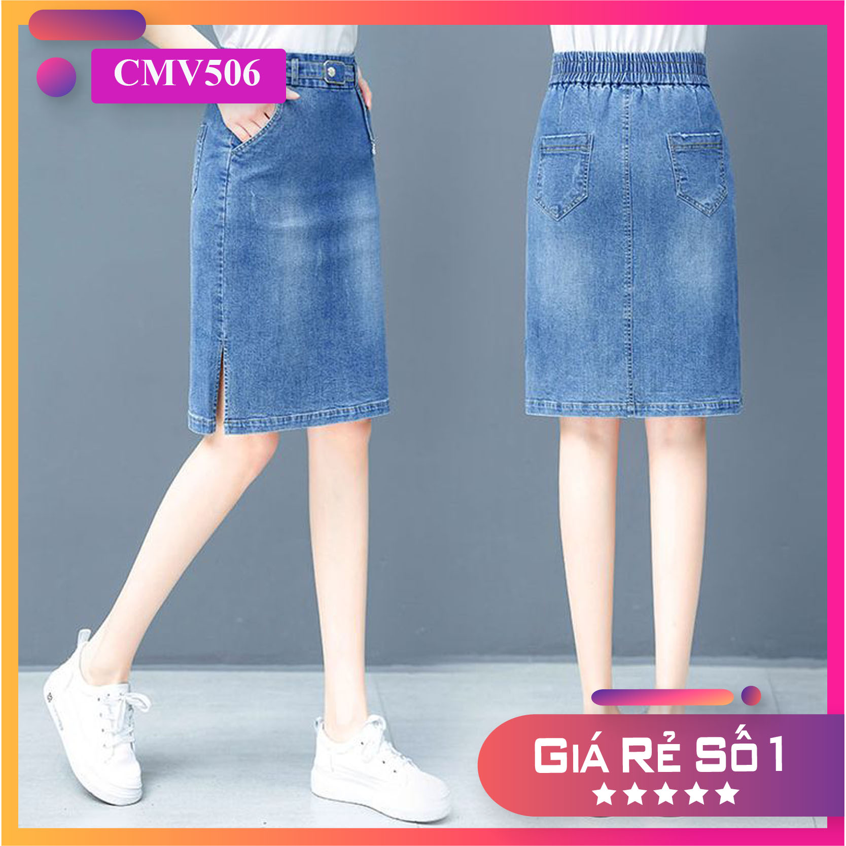 [XẢ KHO LẺ SIZE] VÁY JEAN DEMIN CẠP CHUN  CAO CẤP XUẤT KHẨU CMV506