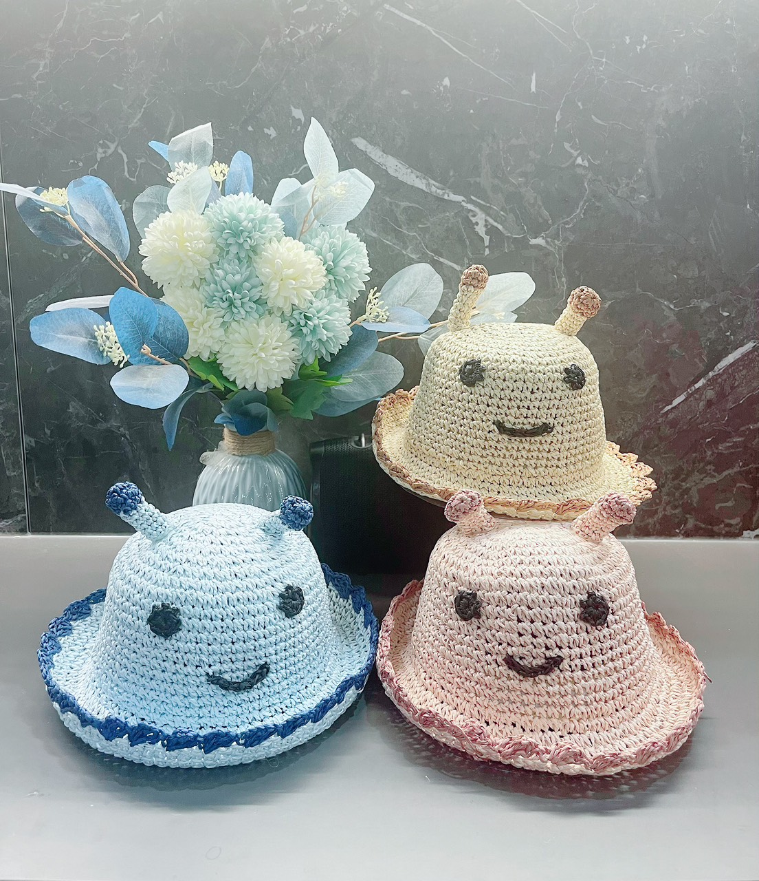 Mũ cói hình ốc sên cực chất cho bé trai và bé gái 1-4 tuổi
