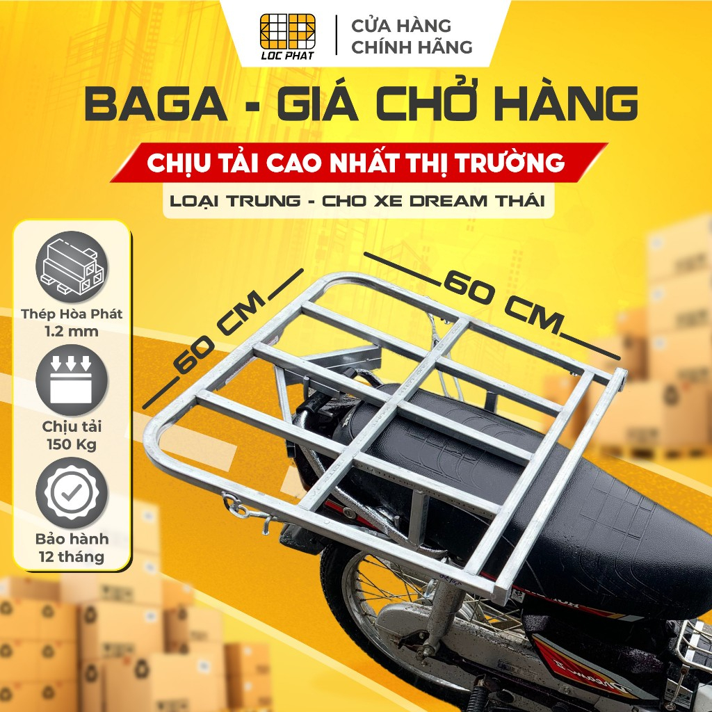 Baga giá chở hàng Lộc Phát xe dream, Dream Thái loại Trung 60x60cm