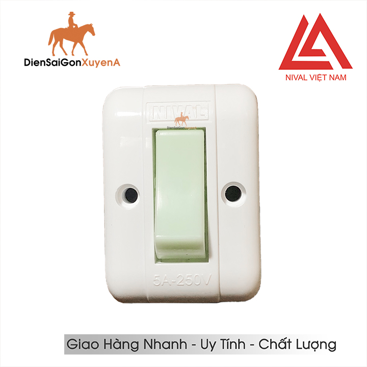 Công Tắc Điện - Công tắc đơn gắn tường NIVAL, Loại Tốt 5A-250V - Điện Sài Gòn Xuyên Á