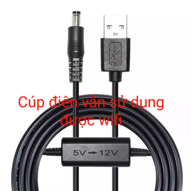 Cáp sạc chuyển đổi 5v sang 12v cho wifi