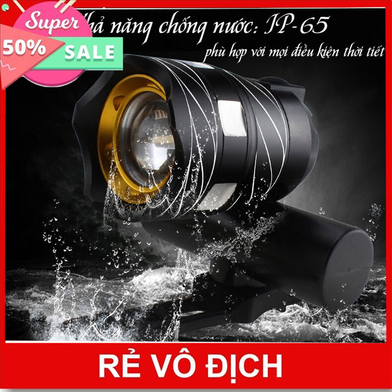 Đèn pin led sạc usb gắn xe đạp, đèn pha xe đạp 3 chế độ siêu sáng chống nước