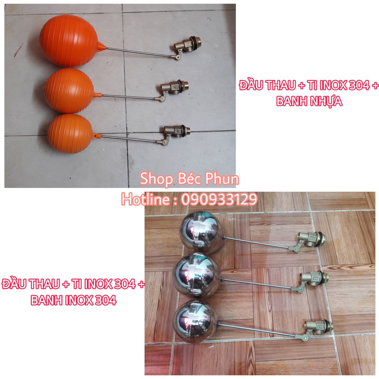 Phao cơ hồ nước banh nhựa, banh inox 21 27 34