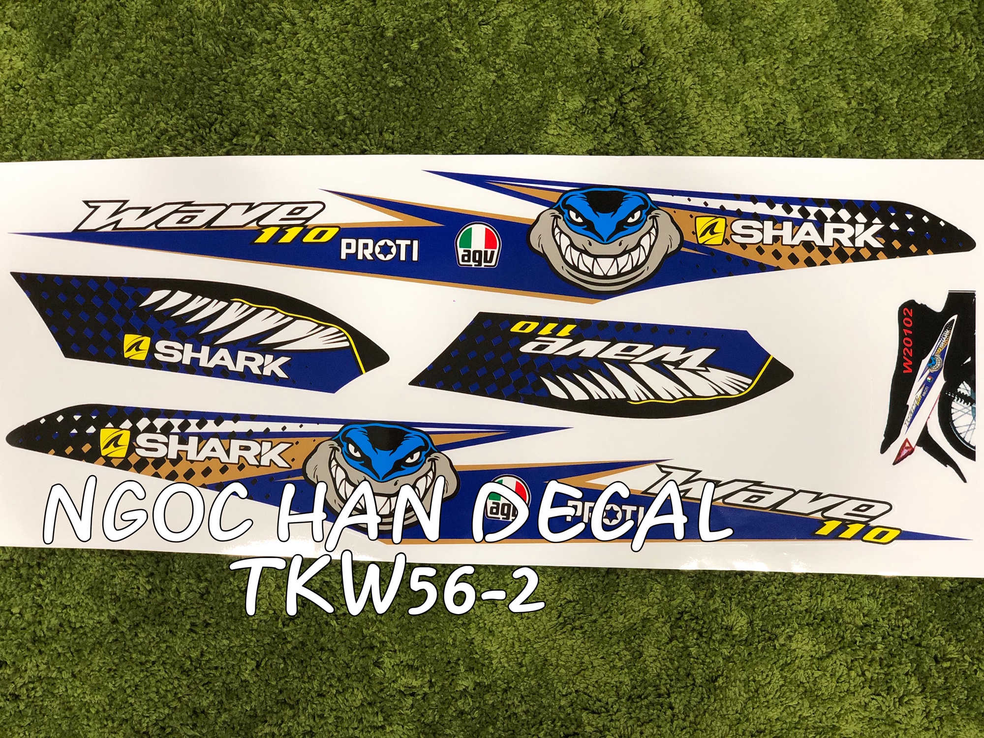 [HCM]Tem chế nguyên bộ đầu cá mập màu xanh dương cho wave alpha -- Ngọc Hân Decal