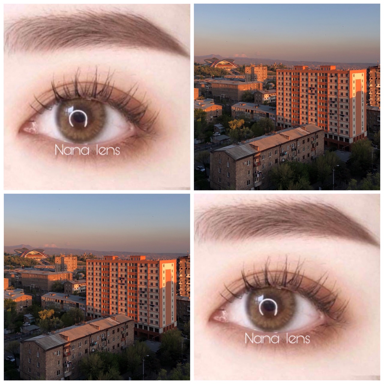 {Mẫu mới về} Lens - Kính áp tròng nâu tây tự nhiên giãn nhỏ dòng lens sử dụng 12 tháng ( có đủ độ cận từ 0 đến 6 độ) tặng kèm khay đựng