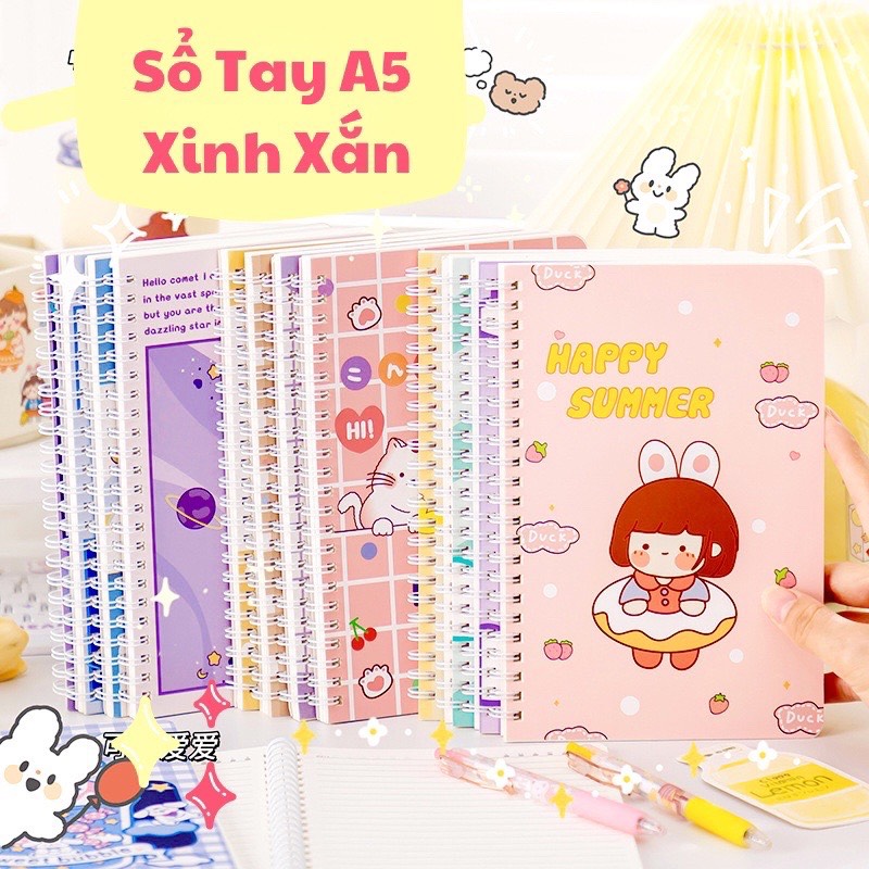 Sổ lò xo a5, sổ tay kẻ ngang- kích thước 140x207mm