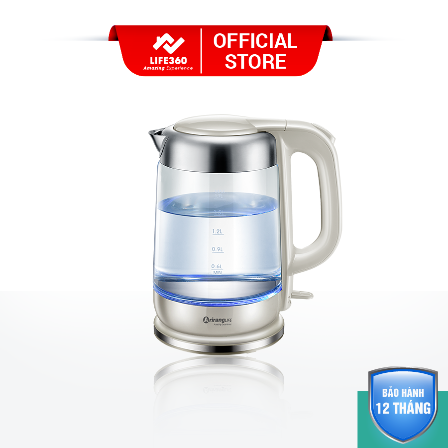 Ấm đun siêu tốc ariranglife al-a17g5 - bình đun nước siêu tốc thủy tinh- bảo hành 1 năm- hàng chính hãng