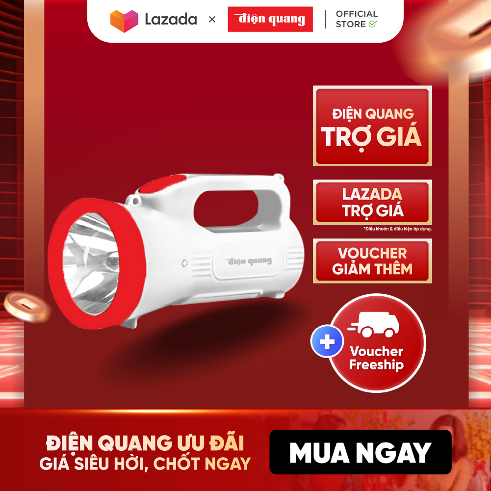 Đèn Pin LED Điện Quang ĐQ PFL07 R WR (Pin sạc, Trắng - Đỏ)