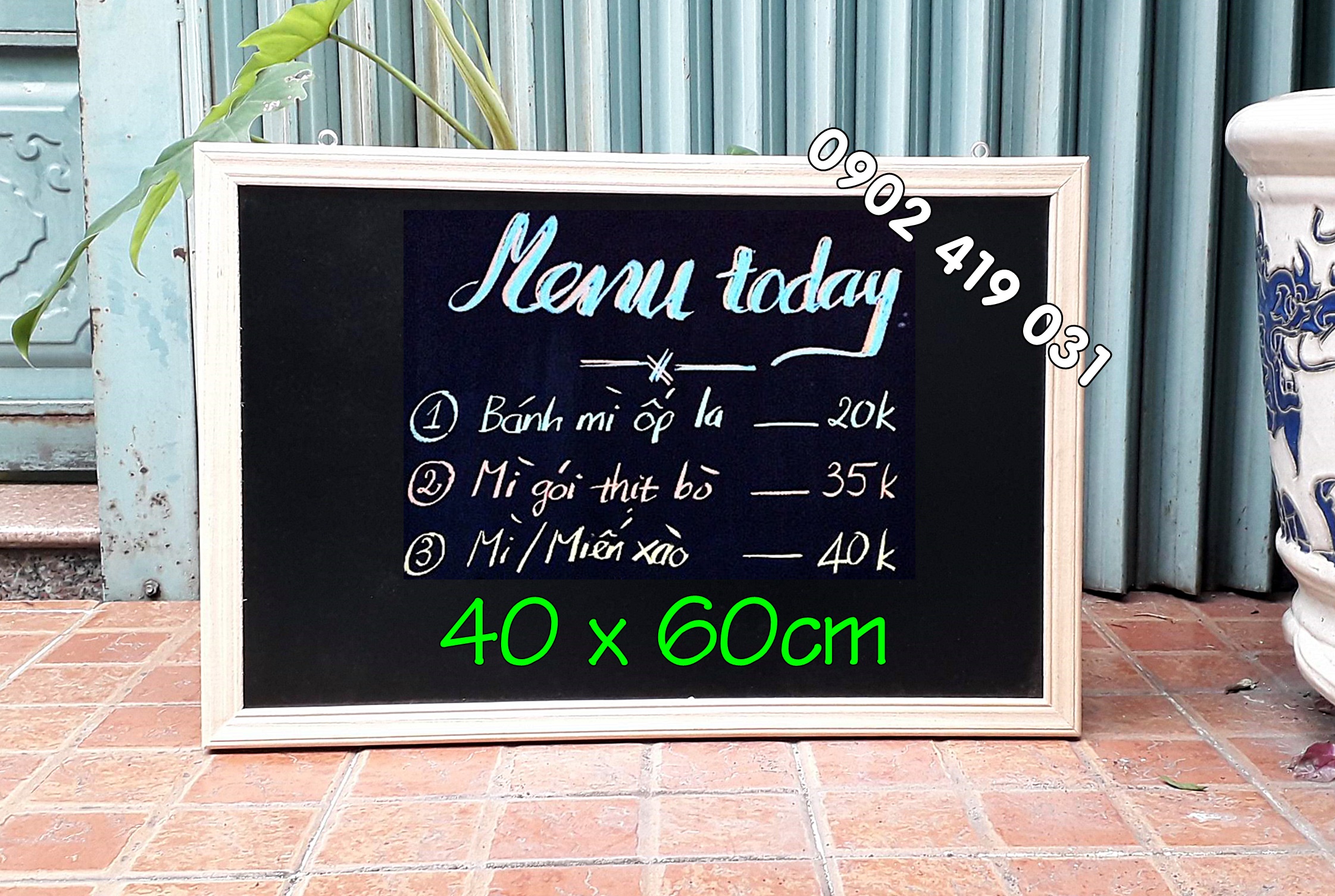 Bảng Menu Khung Gỗ 40x60cm. Treo Tường Hoặc Dùng Kết hợp Với Giá Đỡ