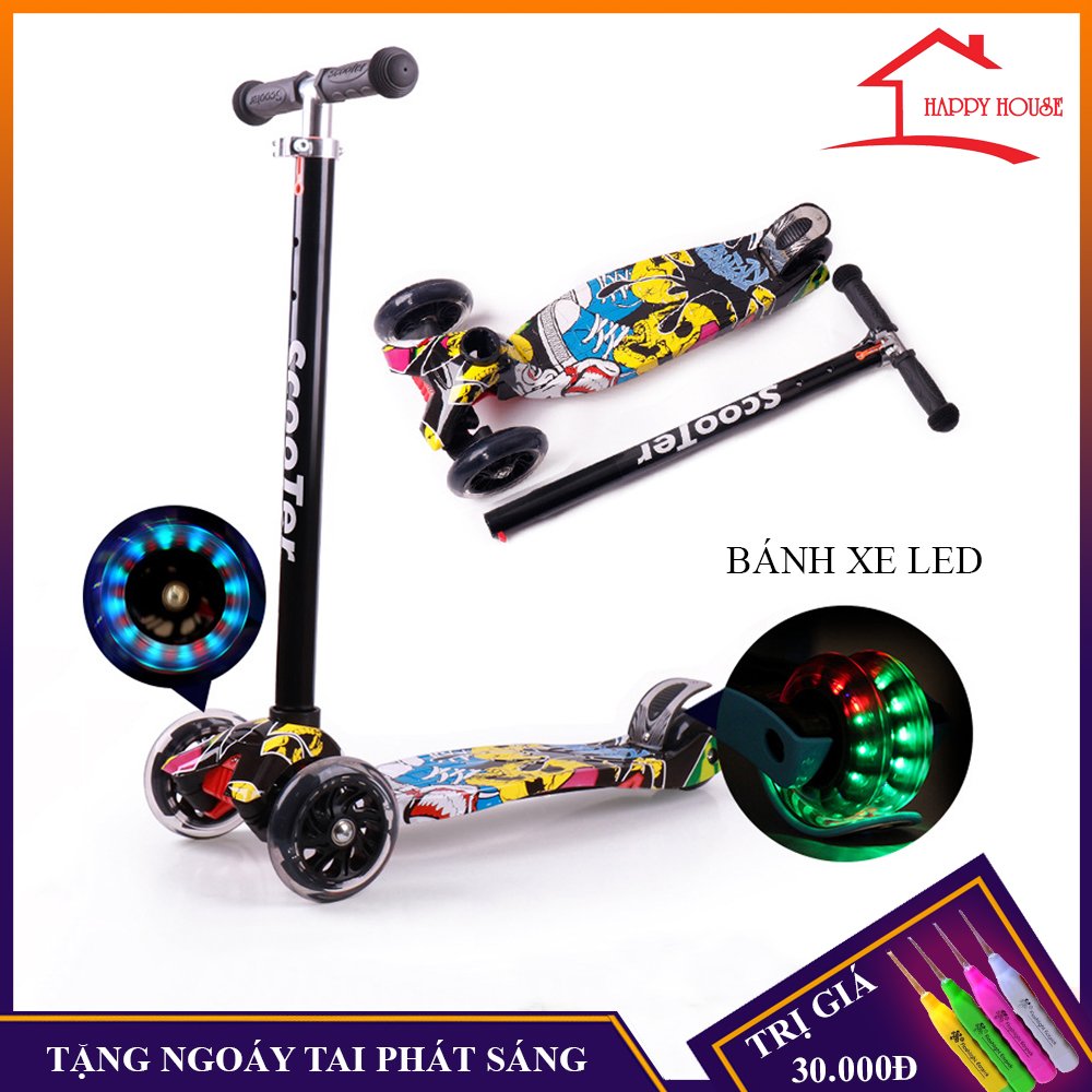 Xe trượt scooter trẻ em 3 bánh cao cấp phát sáng đèn led cho trẻ từ 3 - 15 tuổi , xe trượt trẻ em có thể gấp gọn tiện lợi, bảo hành 12 tháng, lỗi đổi mới trong 7 ngày đầu nhận hàng