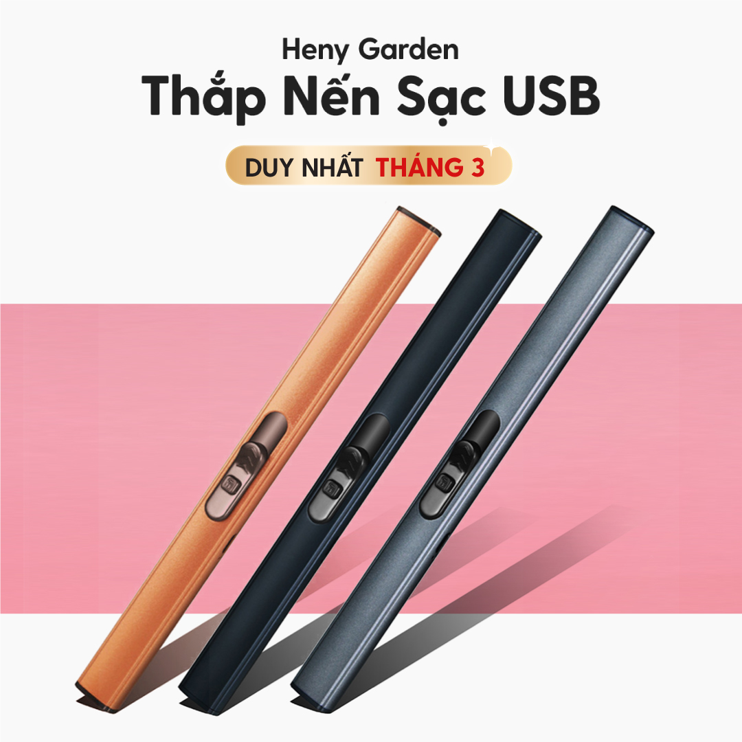 Bật Lửa Đốt Nến Thơm Dạng Dài Refill HENY GARDEN Giúp Đốt Nến Không Phỏng Tay