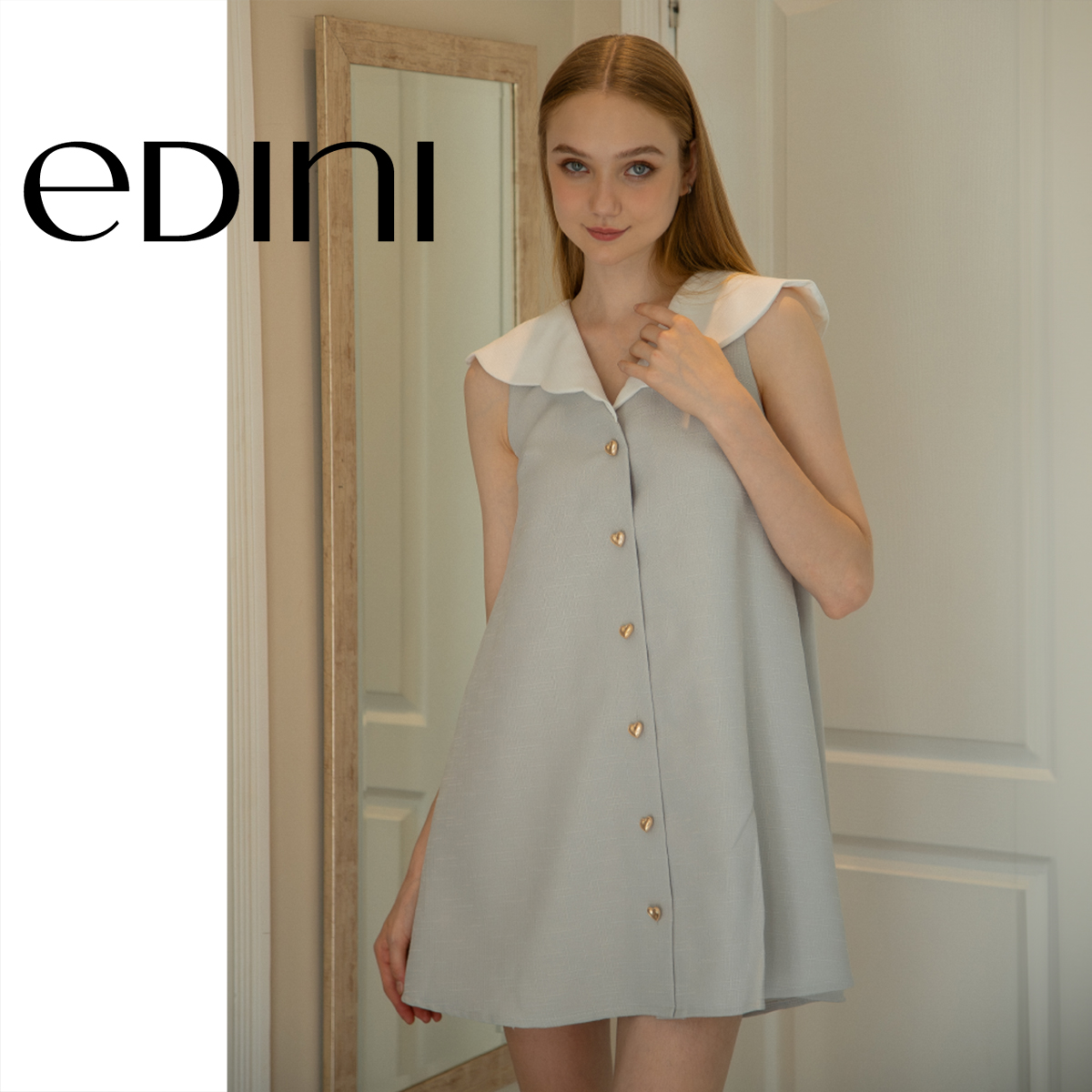 Đầm suông cổ v - edini - d1603