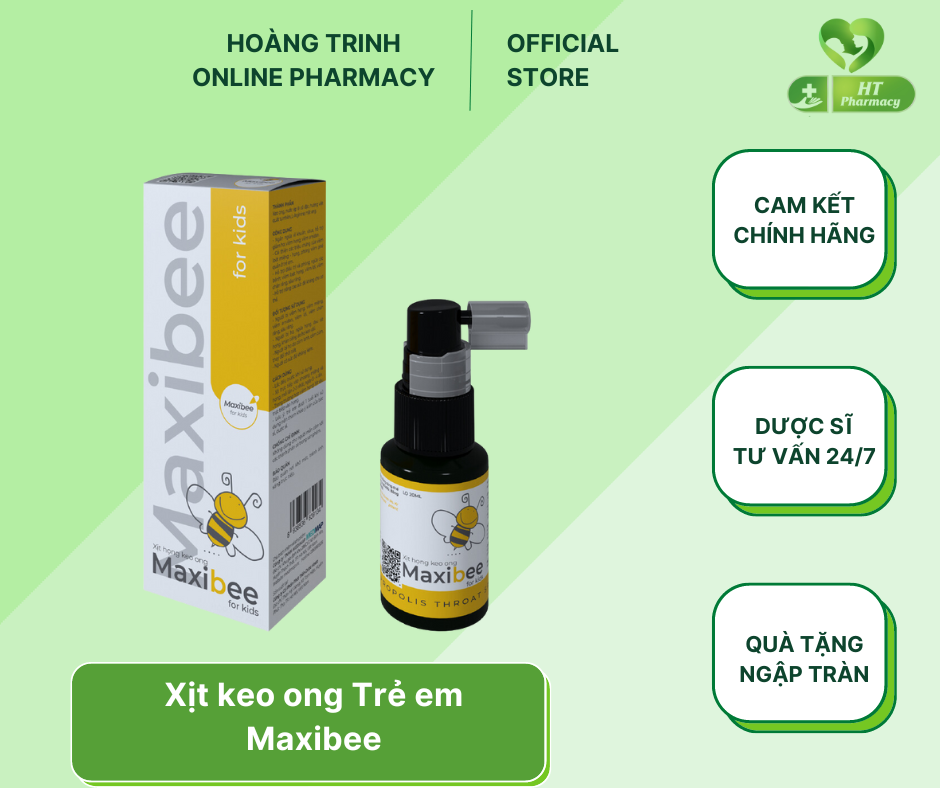 Xịt họng keo ong Maxibee Kids Giảm ho, giảm khò khè, giảm đau họng, tăng miễn dịch cho bé