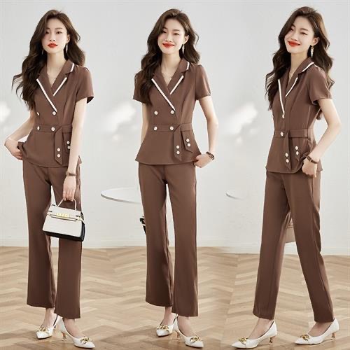 Set bộ đồ nữ thiết kế áo cổ vest quần tây công sở cho nữ thường ngày size m l xl,xxl