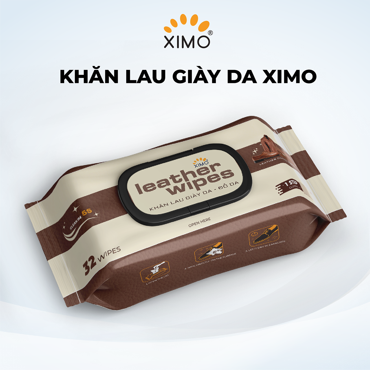 Khăn lau giày da đồ da Ximo Leather Wipes 32 khăn