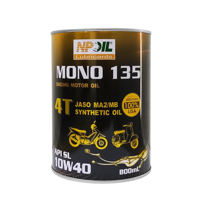 NPOIL- Dầu nhớt xe máy 4T - Mono 135 10W40 Synthetic Oil - 0.8L 1L