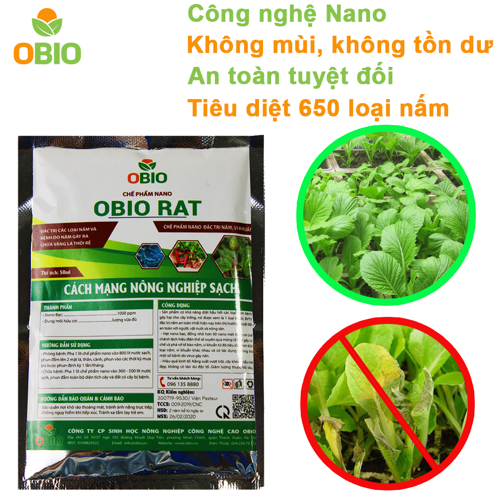 Chế phẩm sinh học xử lý nấm Orat Đặc trị các loại nấm và các bệnh do nấm gây ra, chữa vàng lá, thối rễ, đốm lá, phấn trắng, nấm hồng, nấm xanh Gói 50 gr