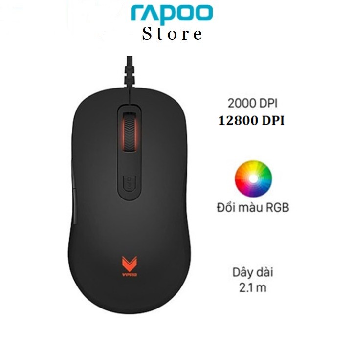 Chuột gaming rapoo v16 rgb đen 2000 dpi / 12800 dpi