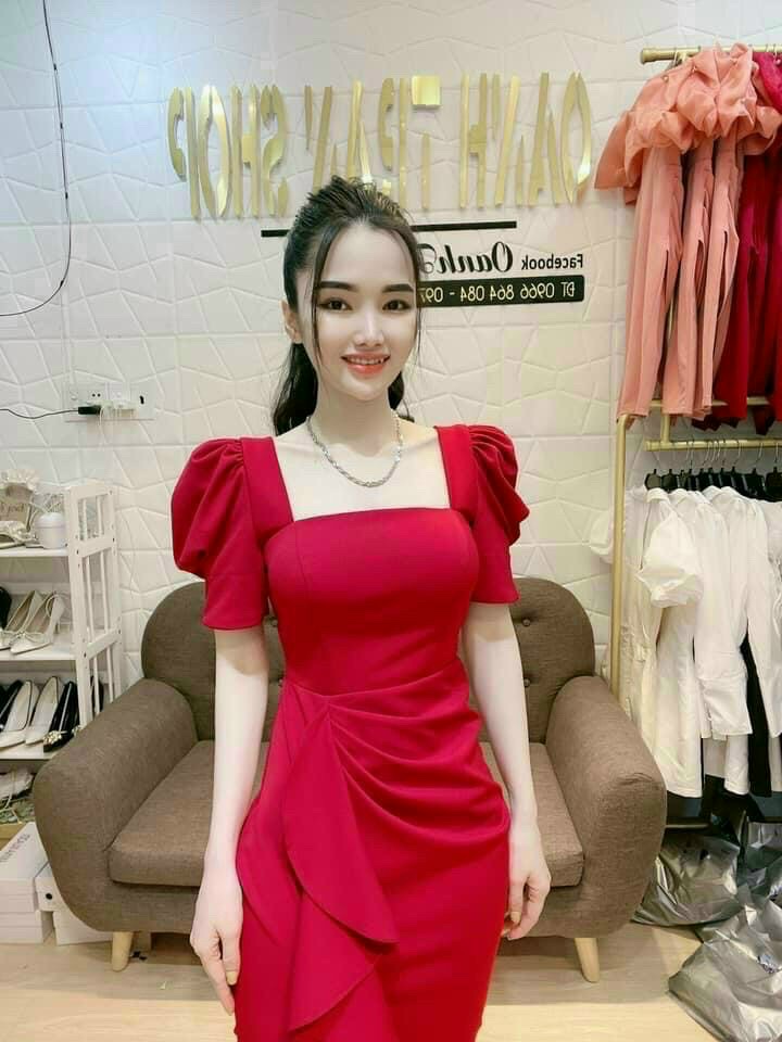 Đầm body tay phồng bèo lai xếp ly eo siêu sang thời trang nữ cho quý cô dự tiệc