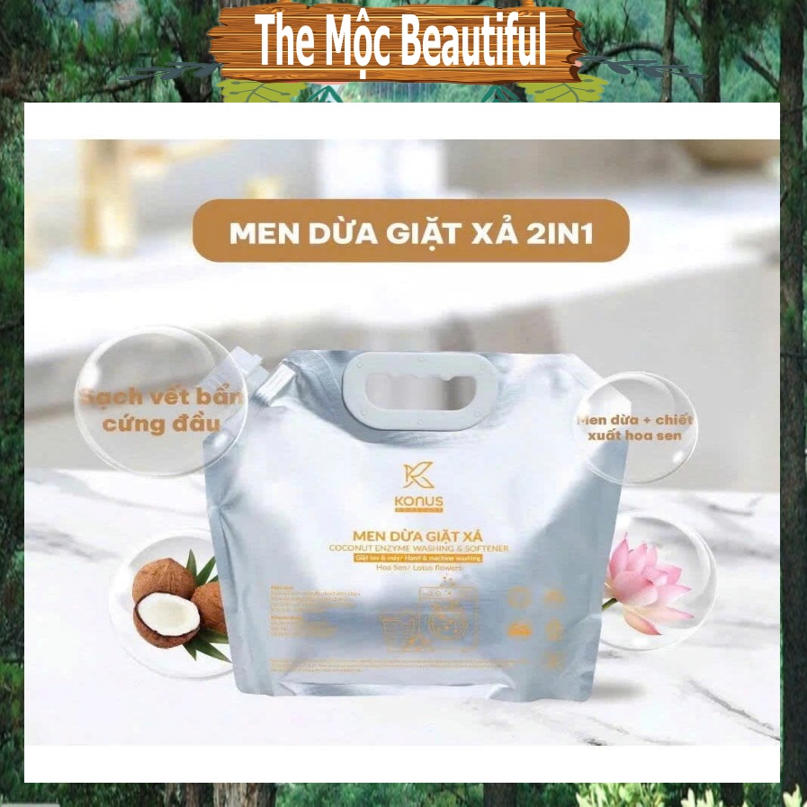 Men Dừa Giặt Xả 2in1 Hoa Sen Konus Homecare Dành Cho Giặt Tay & Máy