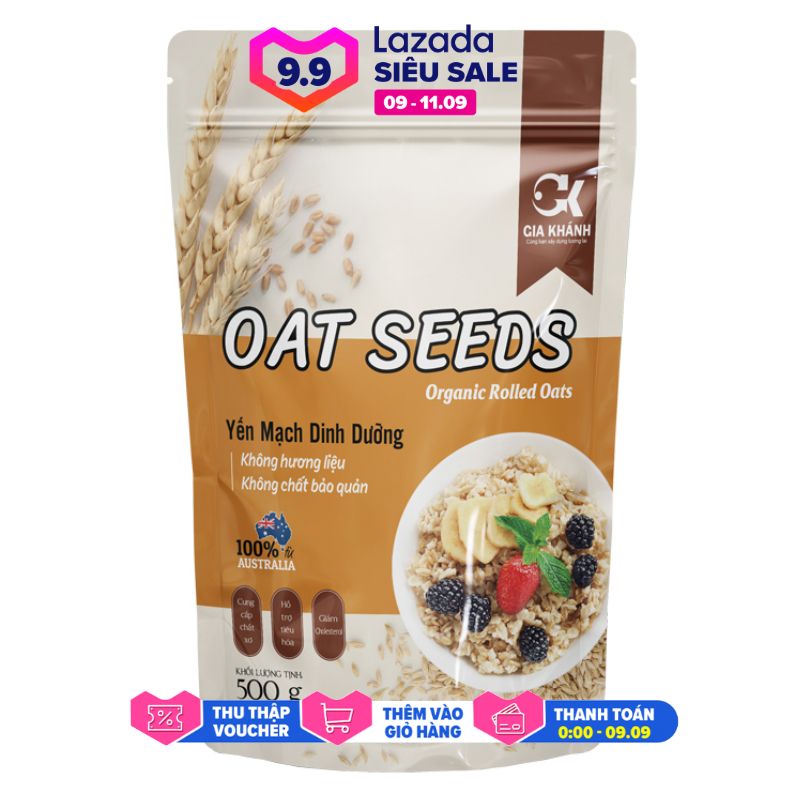 [HCM]Yến mạch cán mỏng (Rolled Oats) bịch 500g - Gia Khánh