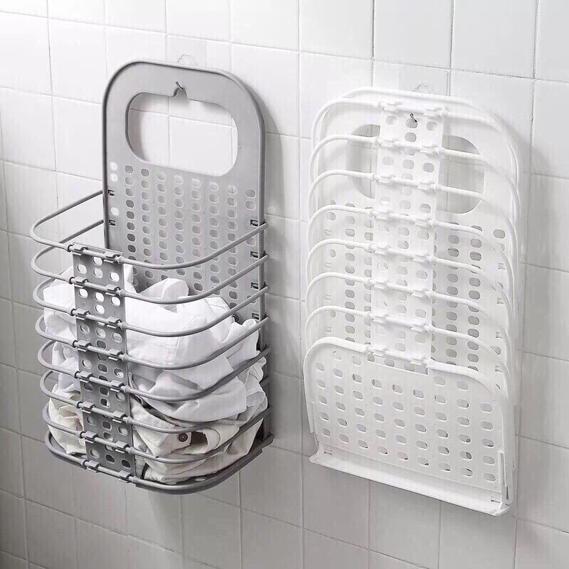 (Tặng móc treo trong suốt) Giỏ đựng quần áo treo hông máy giặt - Giỏ nhựa đồ đa năng, đựng quần áo treo tường có thể gấp gọn tiện lợi