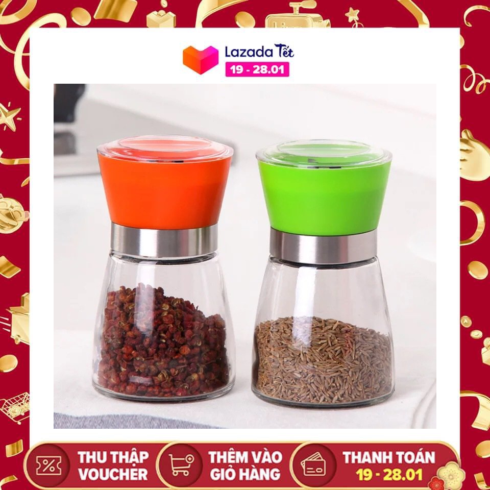 Combo 2 Hũ Xay Hạt Tiêu Mini Cầm Tay Tiện Lợi Màu Ngẫu Nhiên CAMDACO GLASS WARE