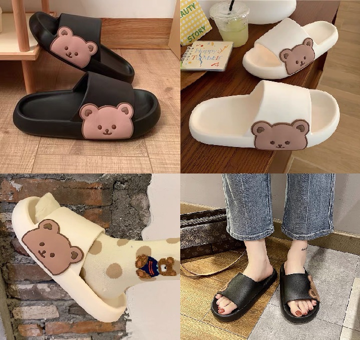 Dép bánh mì gấu tai tim xinh xắn Dép thời trang nam nữ