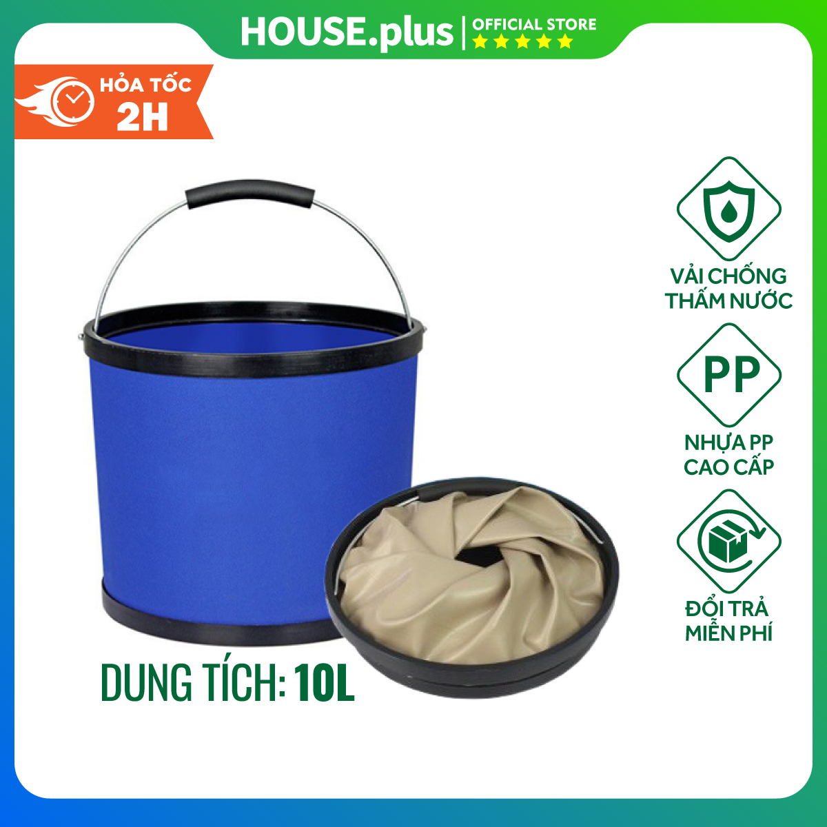 Xô Nước Gấp Gọn, Xô Nước Đa Năng Dùng Để Rrửa Xe, Camping, Câu Cá