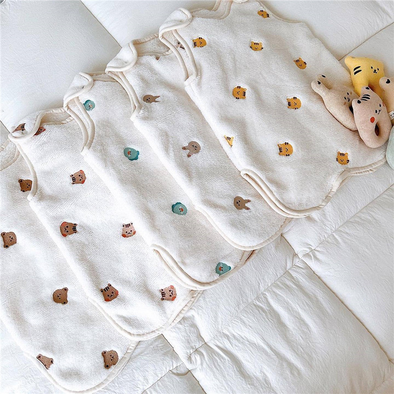Ins Túi ngủ cho bé Hàn Quốc mùa thu đông dày lông cừu san hô chống đá Chăn
