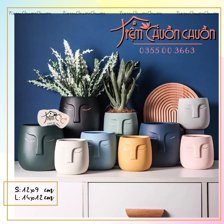 Chậu Sứ Dáng Đầu Người - 6 Men Pastel Siêu Cute- Chậu Đất Nung - tiệm chuồn chuồn - tiemchuonchuon - Gốm sứ Bát Tràng