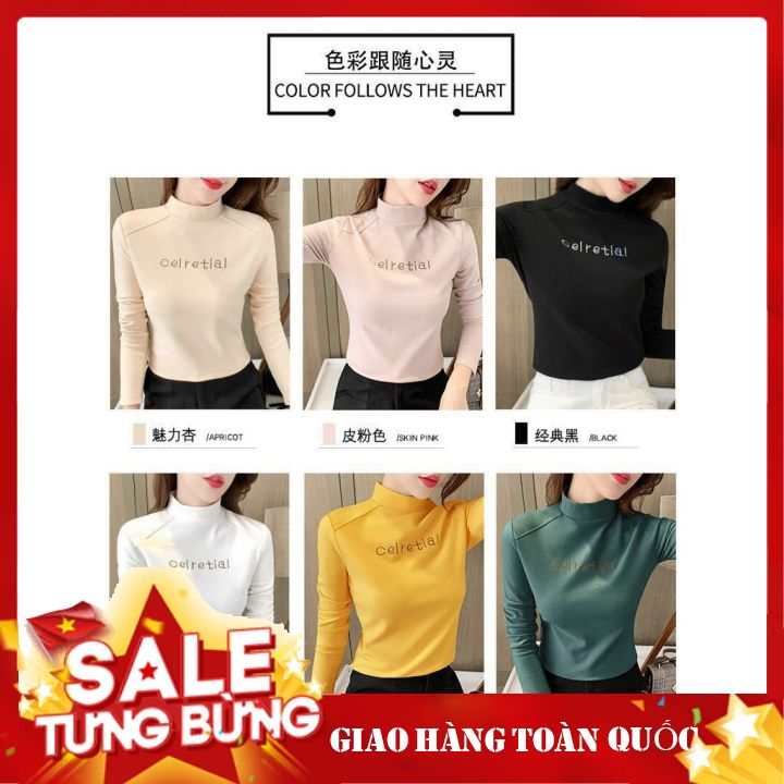 Áo Giữ Nhiệt Nữ Cổ 3 Phân Hàng Cao Cấp Giữ Nhiệt Celretial Ấm Áp Mềm Mại