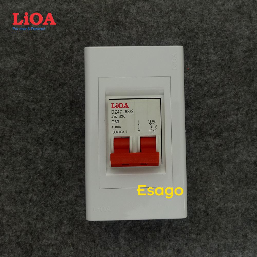 [HCM][63A] Combo cầu dao tự động (APTOMAT) LiOA 63A loại 2 cực - Lắp âm tường