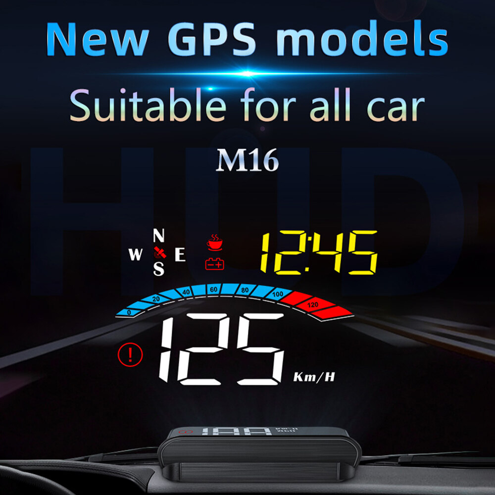 XTOBD Car HUD Display Head Up Display Windshield Projector with Speed, Digital Clock, Overspeed Warning, Mileage Measurement, Water Temperature, Direction,
