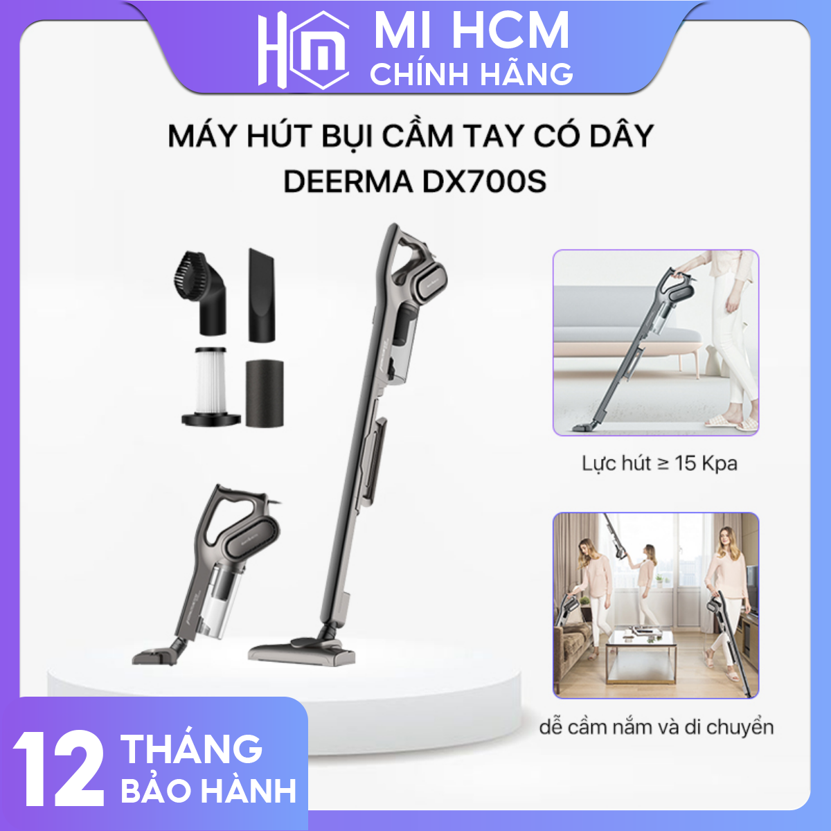 [HCM]Máy Hút Bụi Cầm Tay Deerma Vacuum Cleaner DX700 / DX700S - Hàng Chính Hãng- Bảo hành 12 tháng