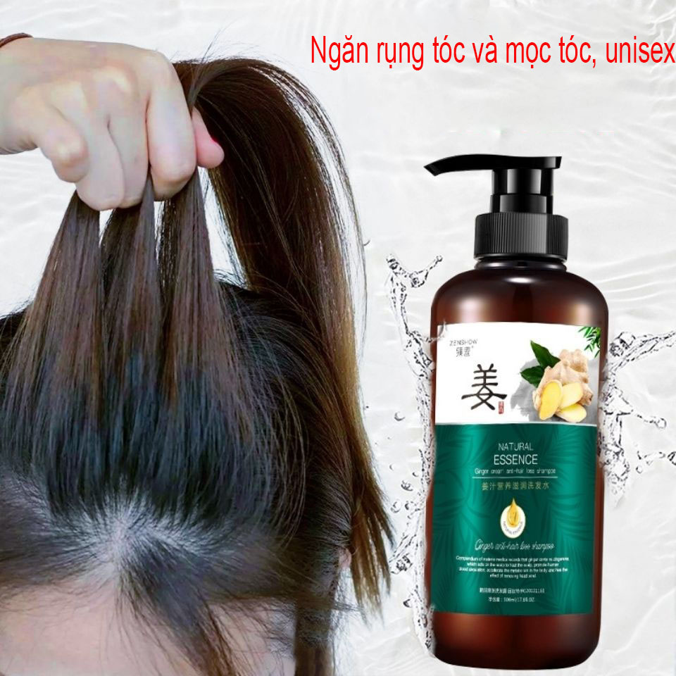 Dầu gội dược liệu Nguyên Xuân xanh - Dầu gội dưỡng tóc, phục hồi hư tổn, cho mái tóc dày, mềm mại, suôn mượt Chất lỏng mọc tóc, chống rụng tóc, dầu gội gừng【500ml】 dầu gọi thảo dược, tươi mát không nhờn,