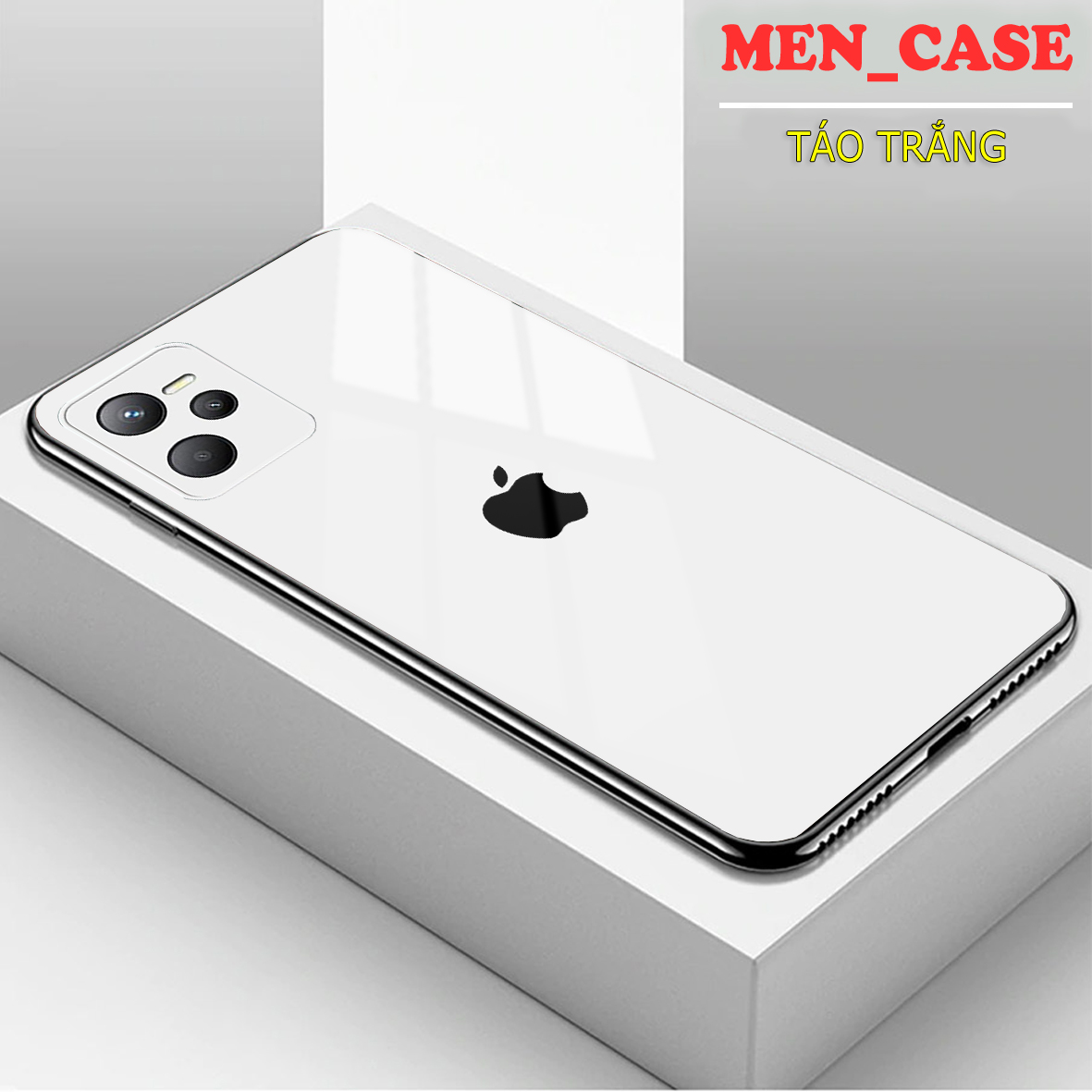 Ốp lưng giả iphone cho REALME C35  mặt kính cường lực , sáng bóng