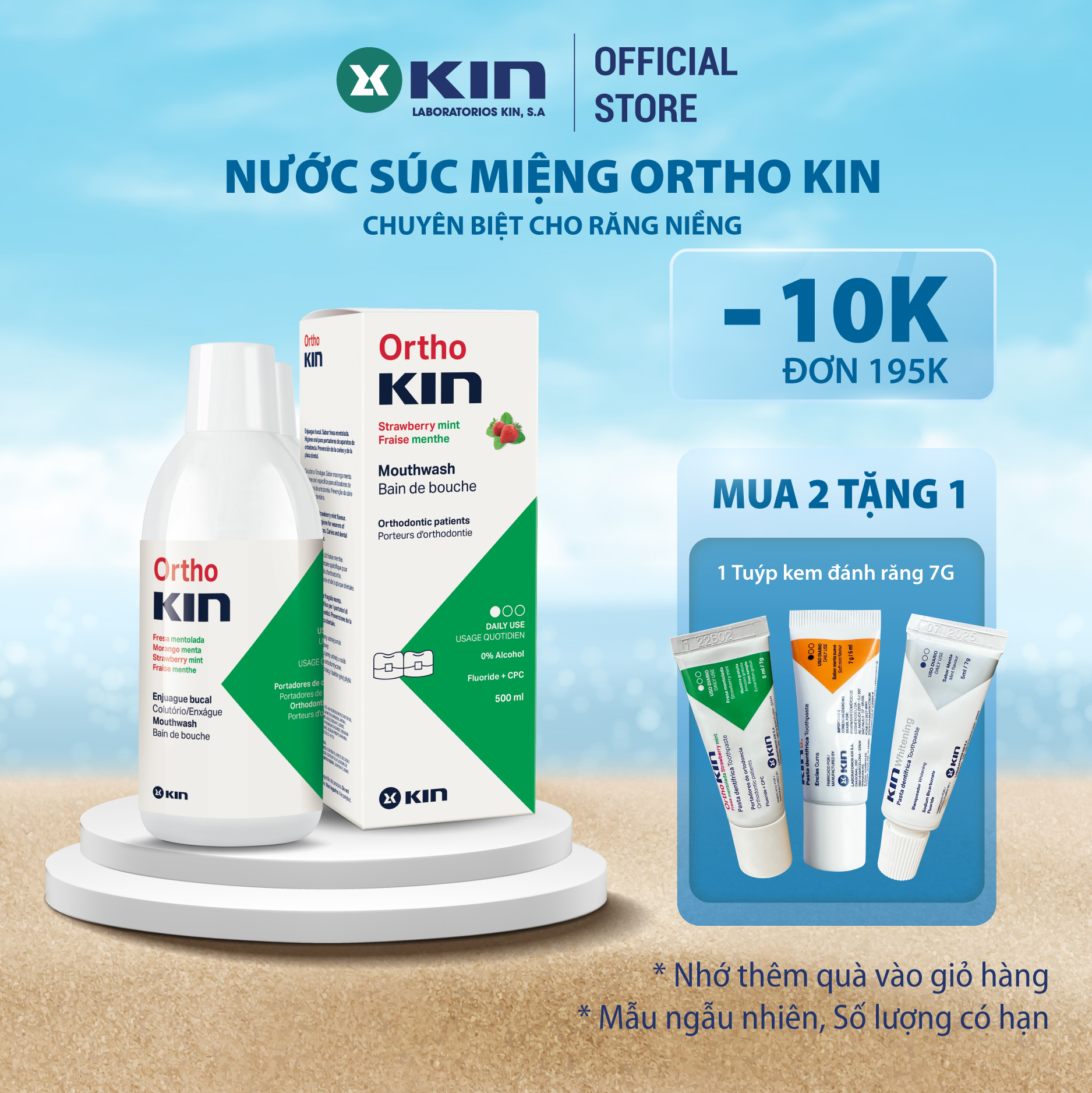 Nước súc miệng ortho kin cho răng niềng, chỉnh nha 500ml