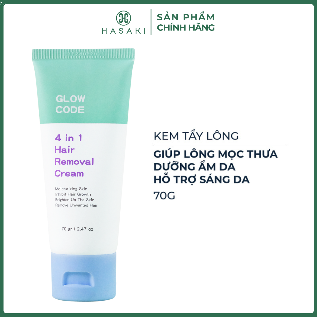 Kem Tẩy Lông GlowCode Giúp Lông Mọc Thưa, Cấp Ẩm, Sáng Da 70g 4 In 1 Hair Removal Cream Hasaki Sản Phẩm Chính Hãng