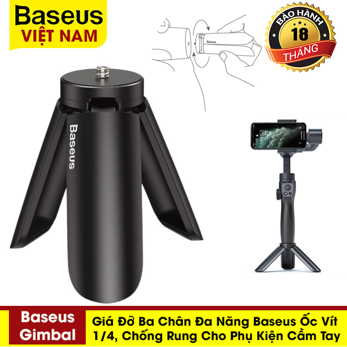 [BẢO HÀNH 18 THÁNG] Giá đỡ ba chân đa năng tripod Baseus cho  Gimbal, ốc vít 1/4 cho phụ kiện cầm tay giúp ổn định, chống rung