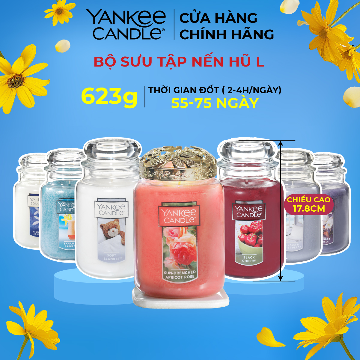 Nến thơm hũ CHÍNH HÃNG Yankee Candle size L (623g) - BST mùi hương đặc biệt
